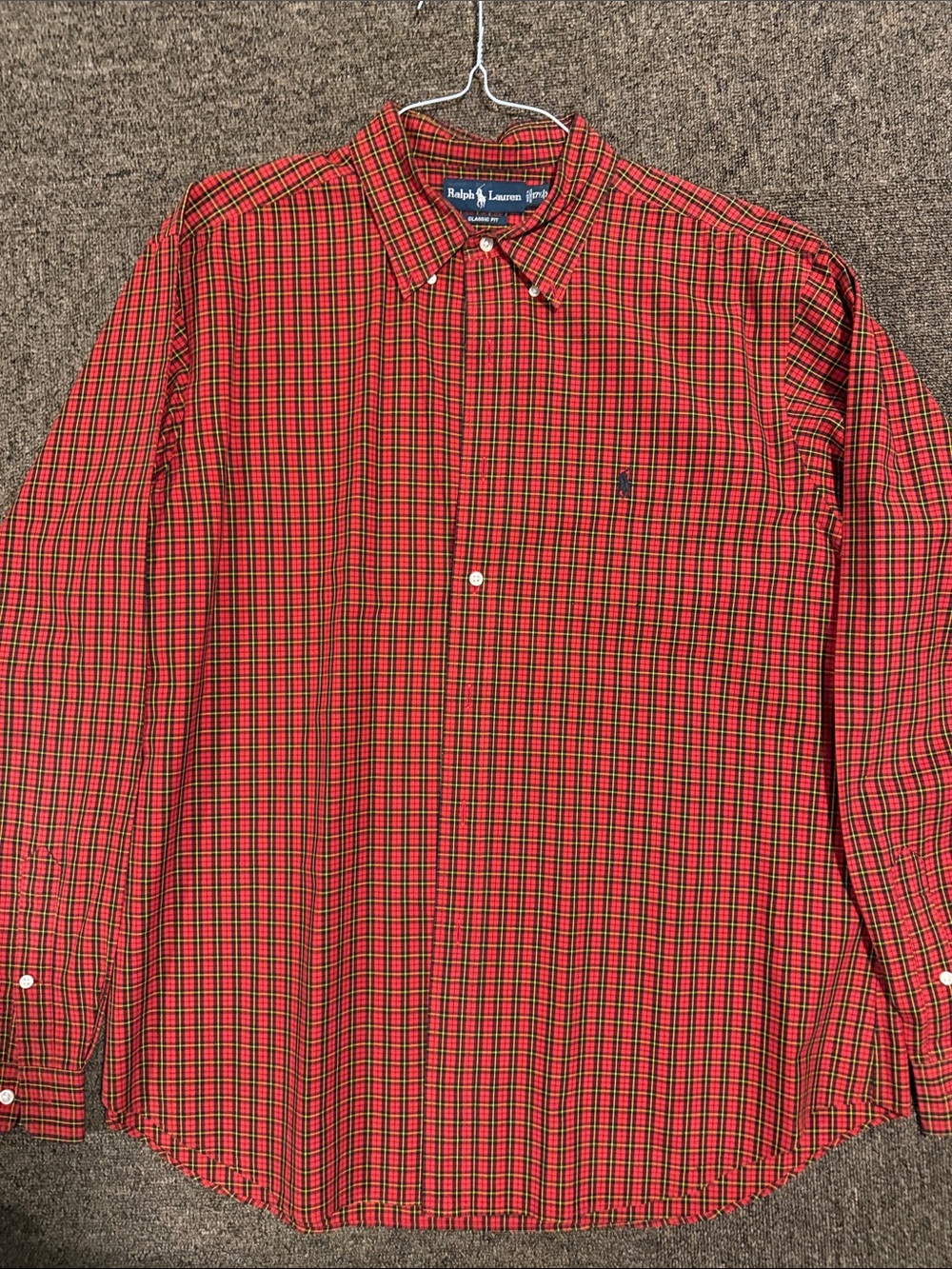 Ralph Lauren Red and Green Plaid Button-Down Shirt